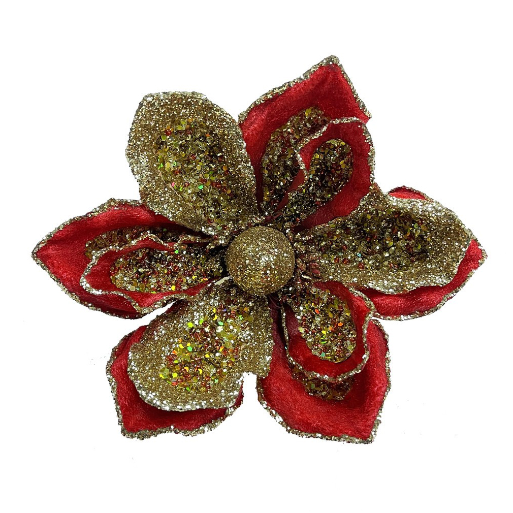Композиция Christmas DeLuxe Цветок Магнолия красная 18 см
