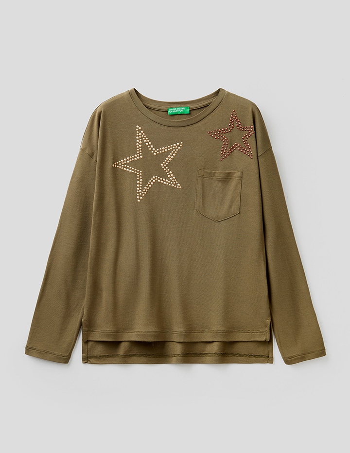 

Футболка для девочек Benetton цв. зеленый р.116, 21A_3KG8C15CR
