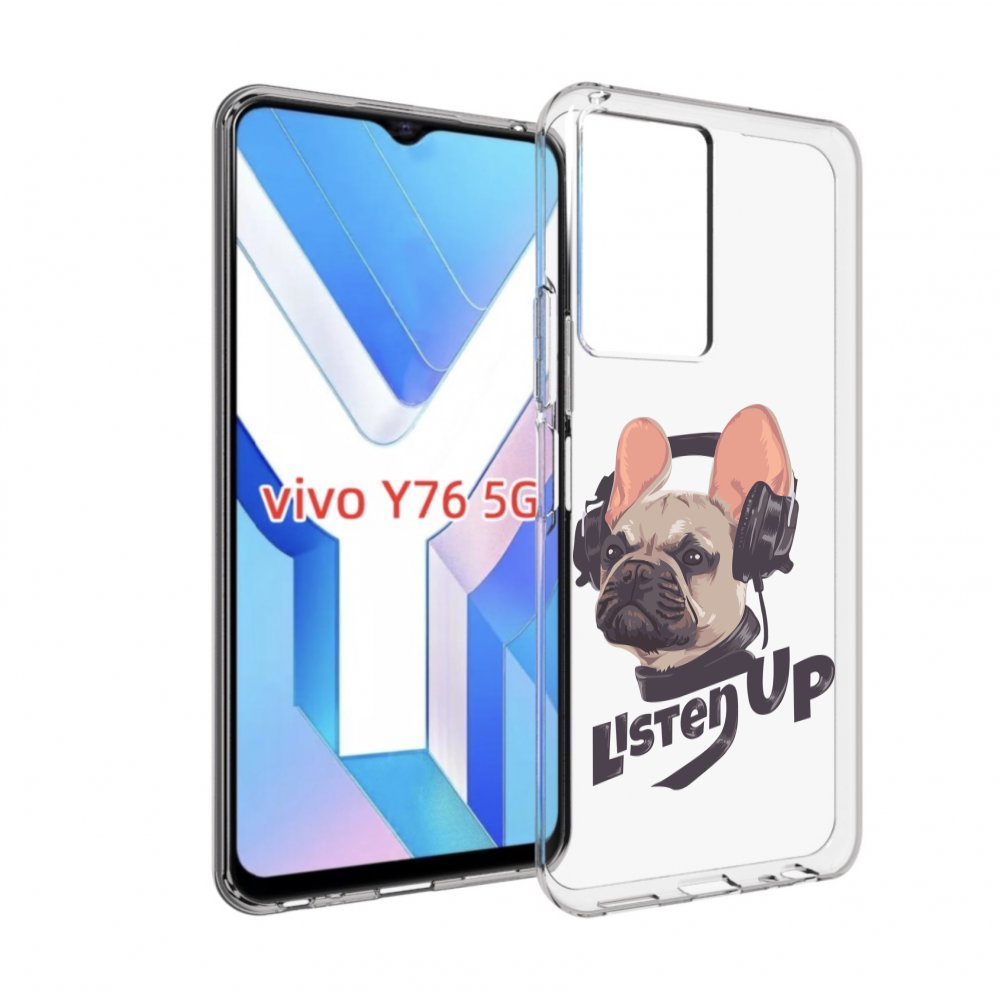 

Чехол MyPads бульдог-слушает-музыку для Vivo Y76 5G, Прозрачный, Tocco