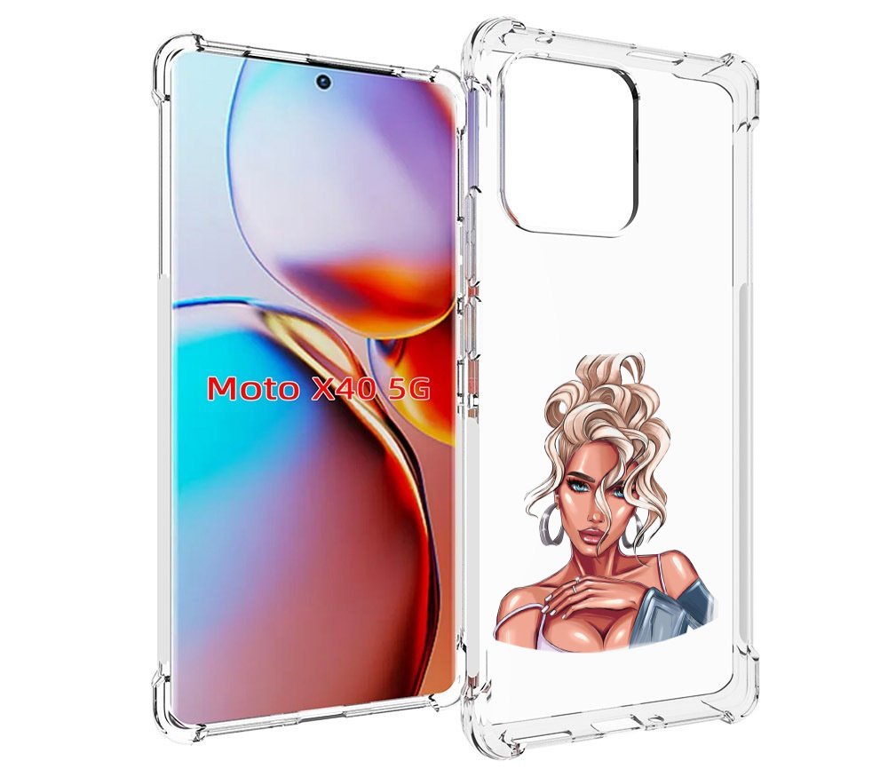 

Чехол MyPads красивая-блондинка женский для Motorola Moto X40, Прозрачный, Tocco