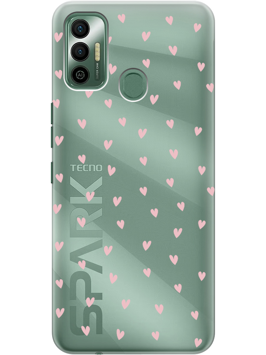 

Силиконовый чехол на Tecno Spark 7 с принтом "Розовые сердечки" прозрачный, Прозрачный;розовый, 741736191