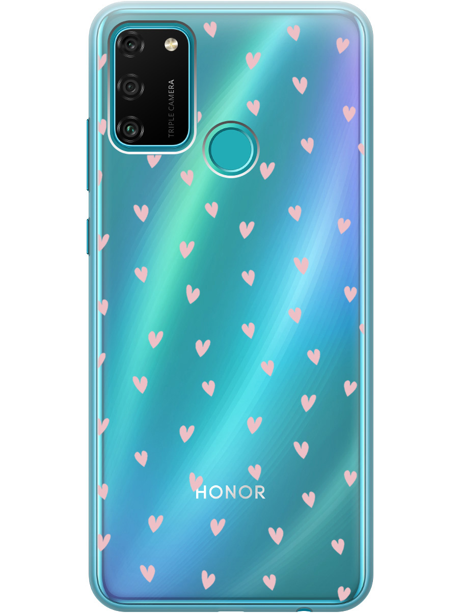 

Силиконовый чехол на Honor 9A с принтом "Розовые сердечки" прозрачный, Прозрачный;розовый, 722942091