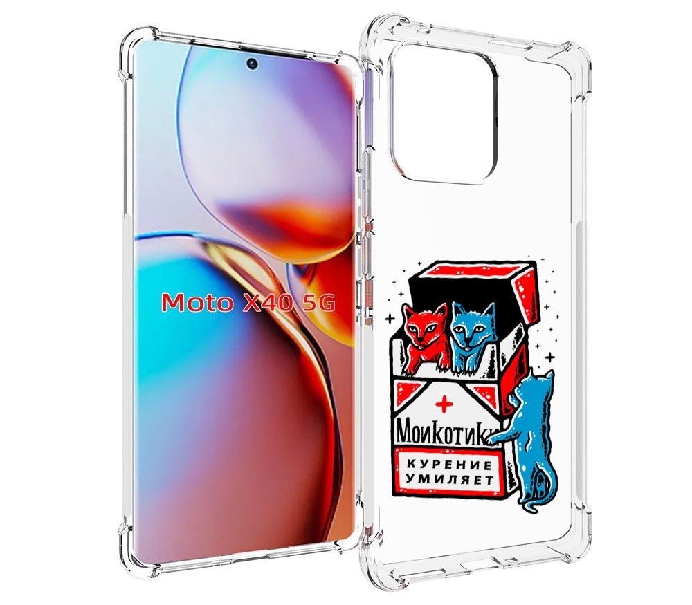 

Чехол MyPads красно-синие-коты для Motorola Moto X40, Прозрачный, Tocco