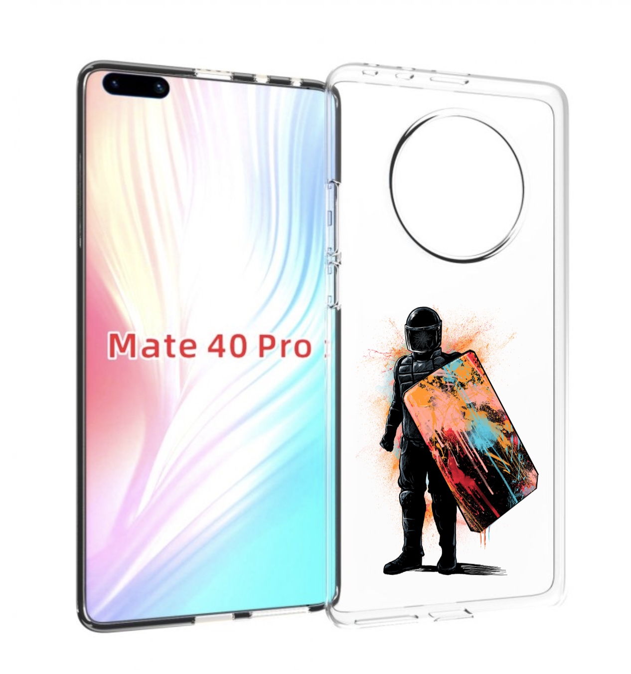 

Чехол MyPads солдат с красочным щитом для Huawei Mate 40 Pro (NOH-NX9), Прозрачный, Tocco