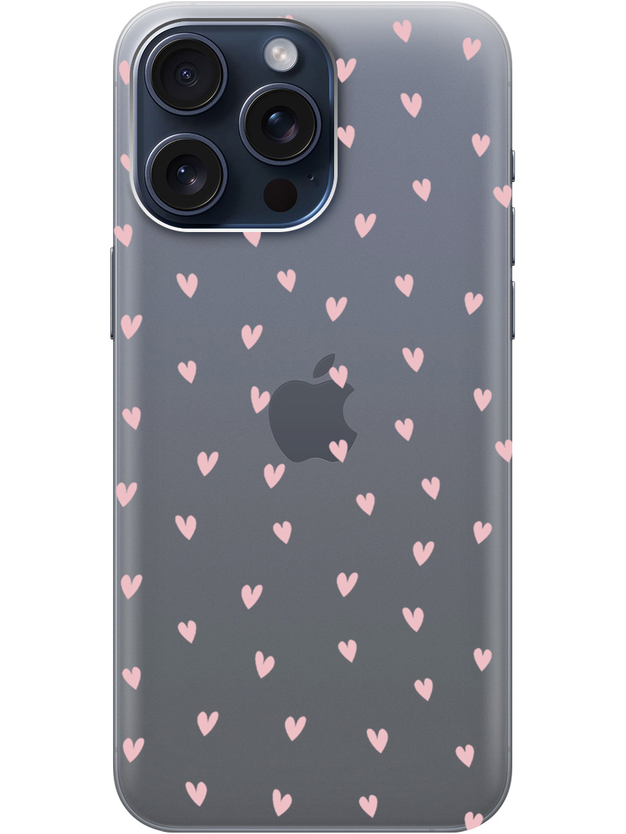 

Силиконовый чехол на Apple iPhone 15 Pro Max с принтом "Розовые сердечки" прозрачный, Прозрачный;розовый, 775148191