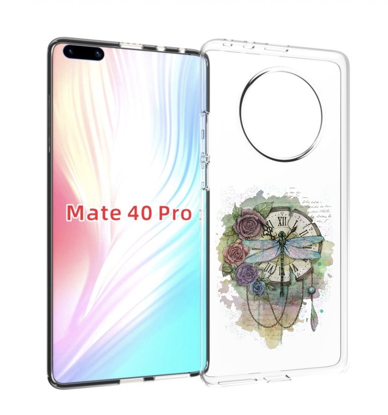 Чехол MyPads старинные часы в цветах для Huawei Mate 40 Pro (NOH-NX9)