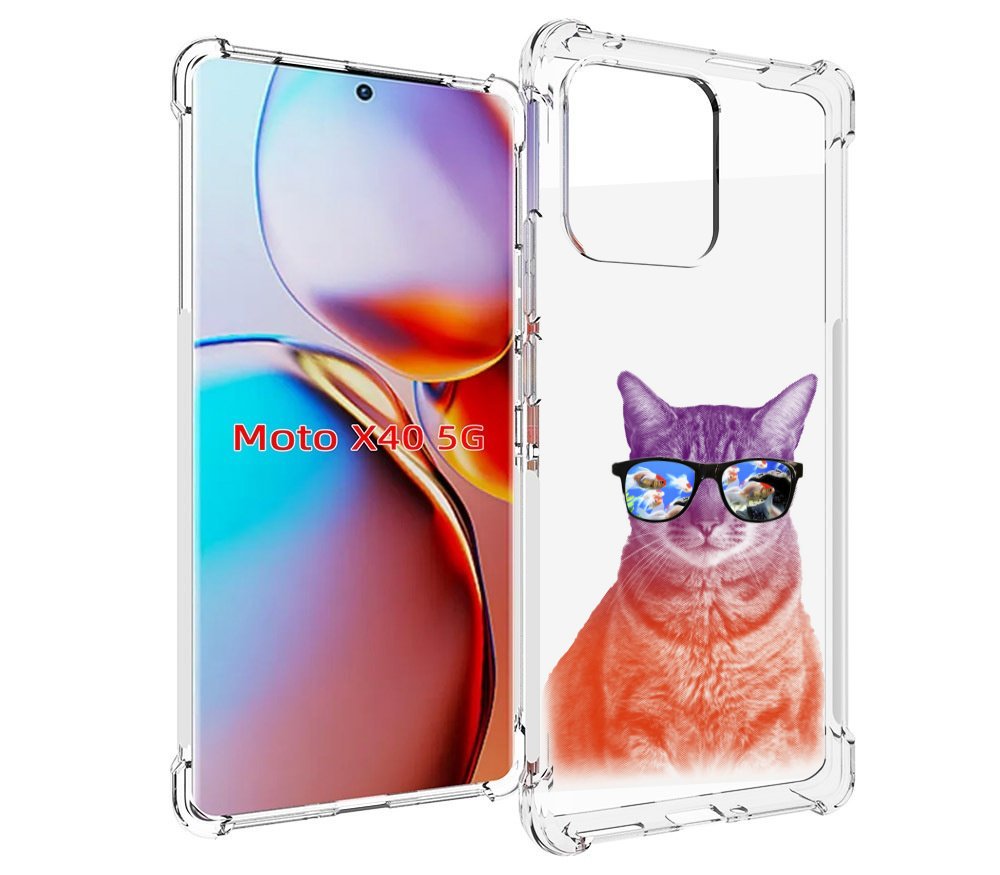 

Чехол MyPads крутой кот-2 для Motorola Moto X40, Прозрачный, Tocco