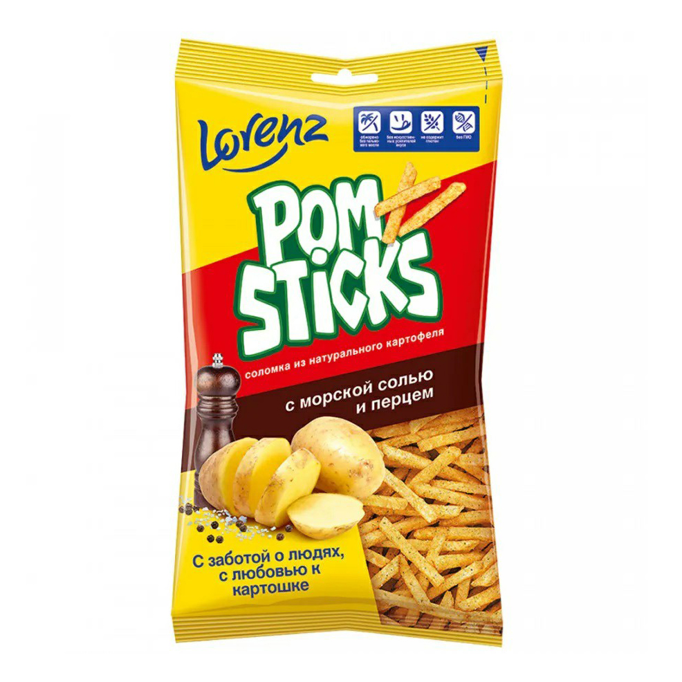 Чипсы картофельные Lorenz Pomsticks с морской солью и перцем 100 г