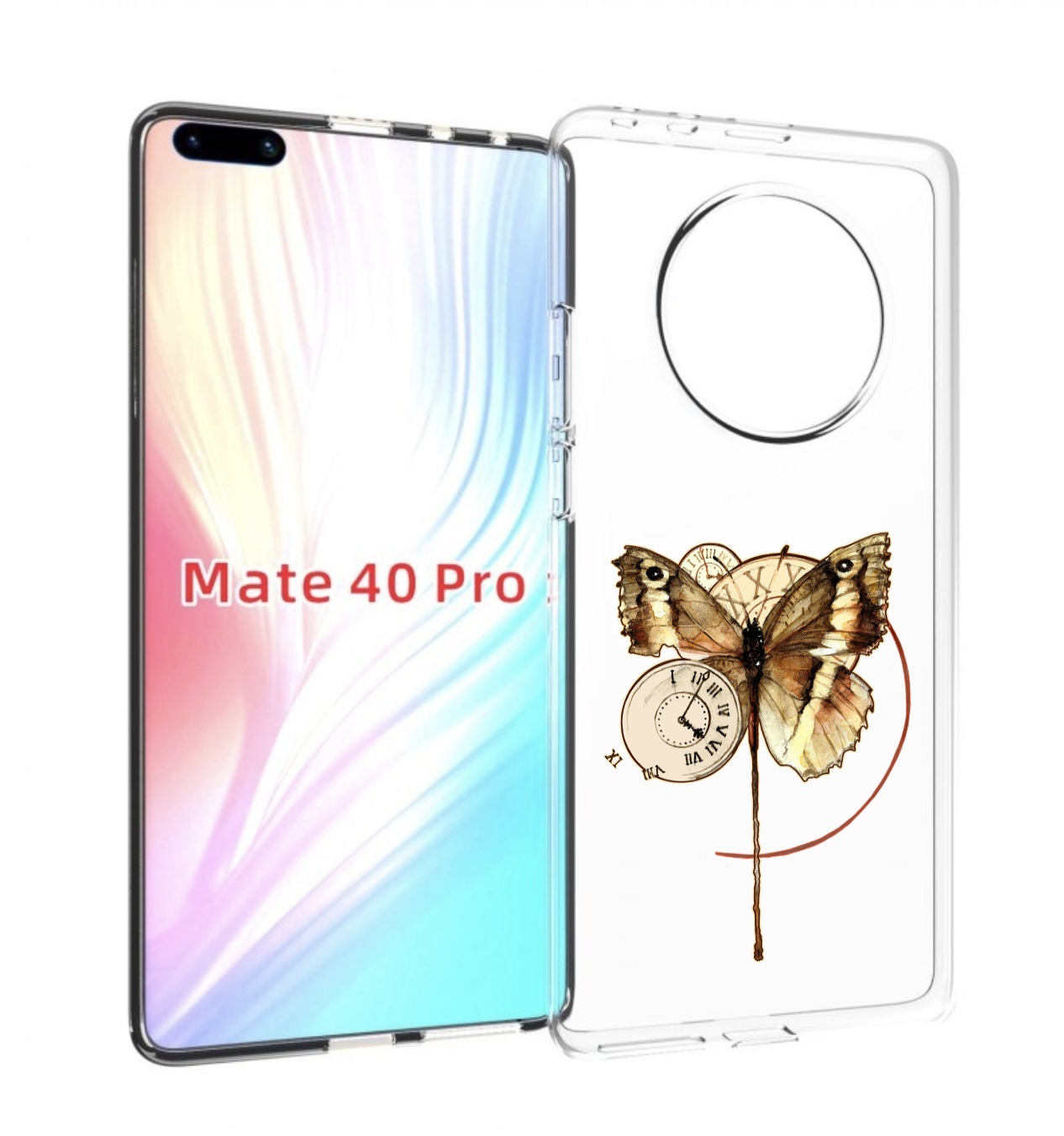 Чехол MyPads старинные часы с бабочкой для Huawei Mate 40 Pro (NOH-NX9)