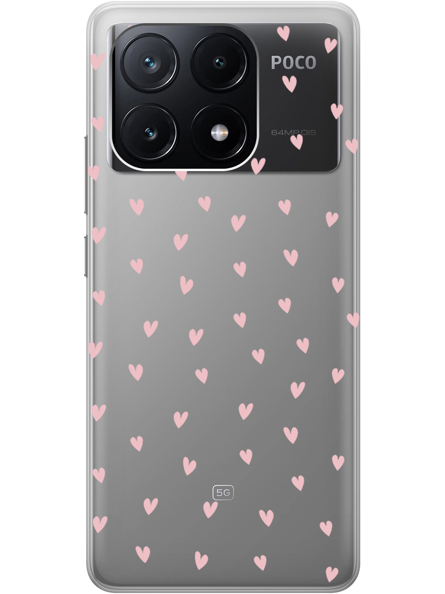 

Силиконовый чехол на Xiaomi Poco X6 Pro 5G с принтом "Розовые сердечки" прозрачный, Прозрачный;розовый, 780484191