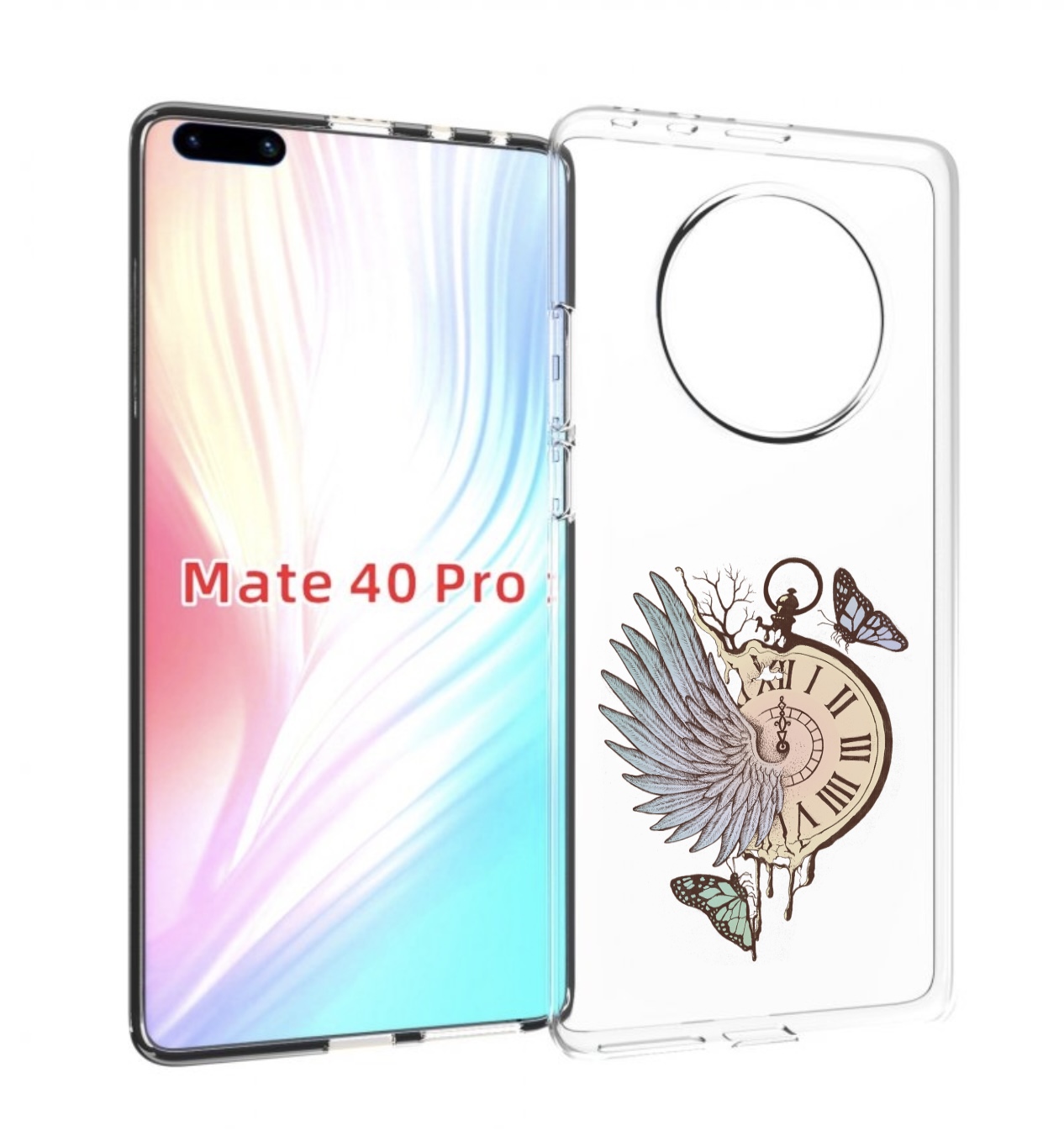 Чехол MyPads страинные часы с крылом для Huawei Mate 40 Pro (NOH-NX9)