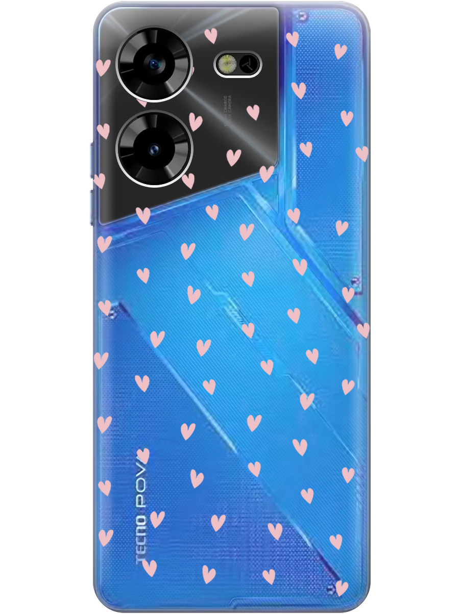 

Силиконовый чехол на Tecno Pova 5 с принтом "Розовые сердечки" прозрачный, Прозрачный;розовый, 772627591