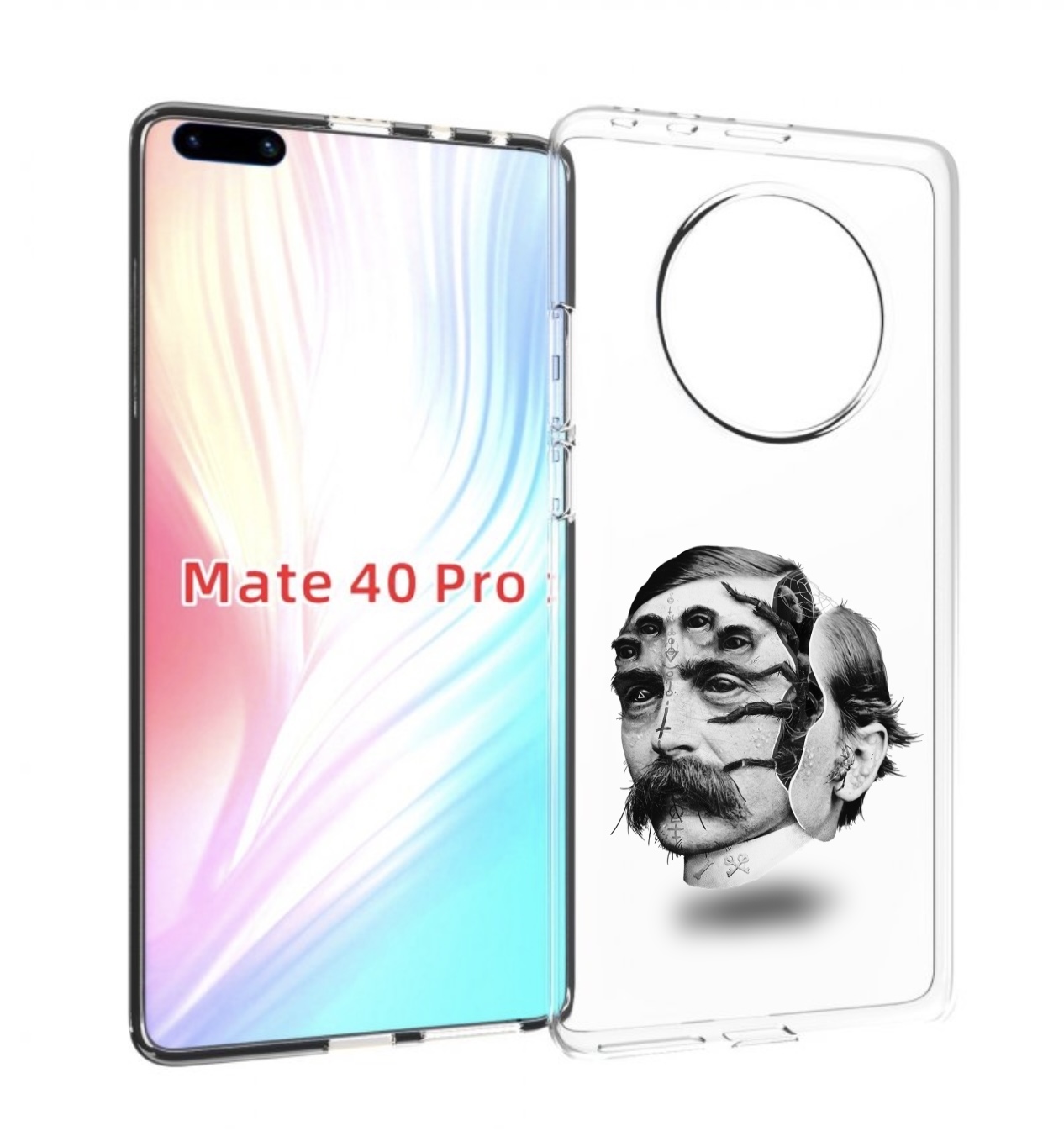 

Чехол MyPads страшное лицо мужчины для Huawei Mate 40 Pro (NOH-NX9), Прозрачный, Tocco