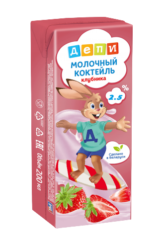

Молочный коктейль Депи Клубника 2,5% бзмж 200 мл