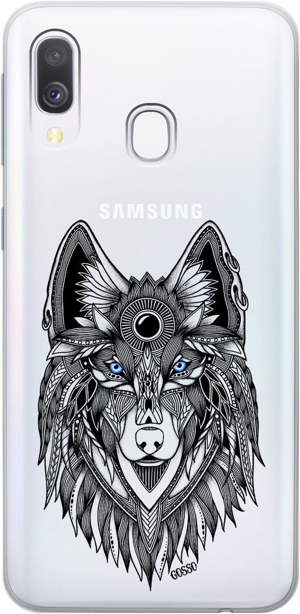 

Силиконовый чехол на Samsung Galaxy A40 с 3D принтом "Grand Wolf" прозрачный, Прозрачный;голубой, 0