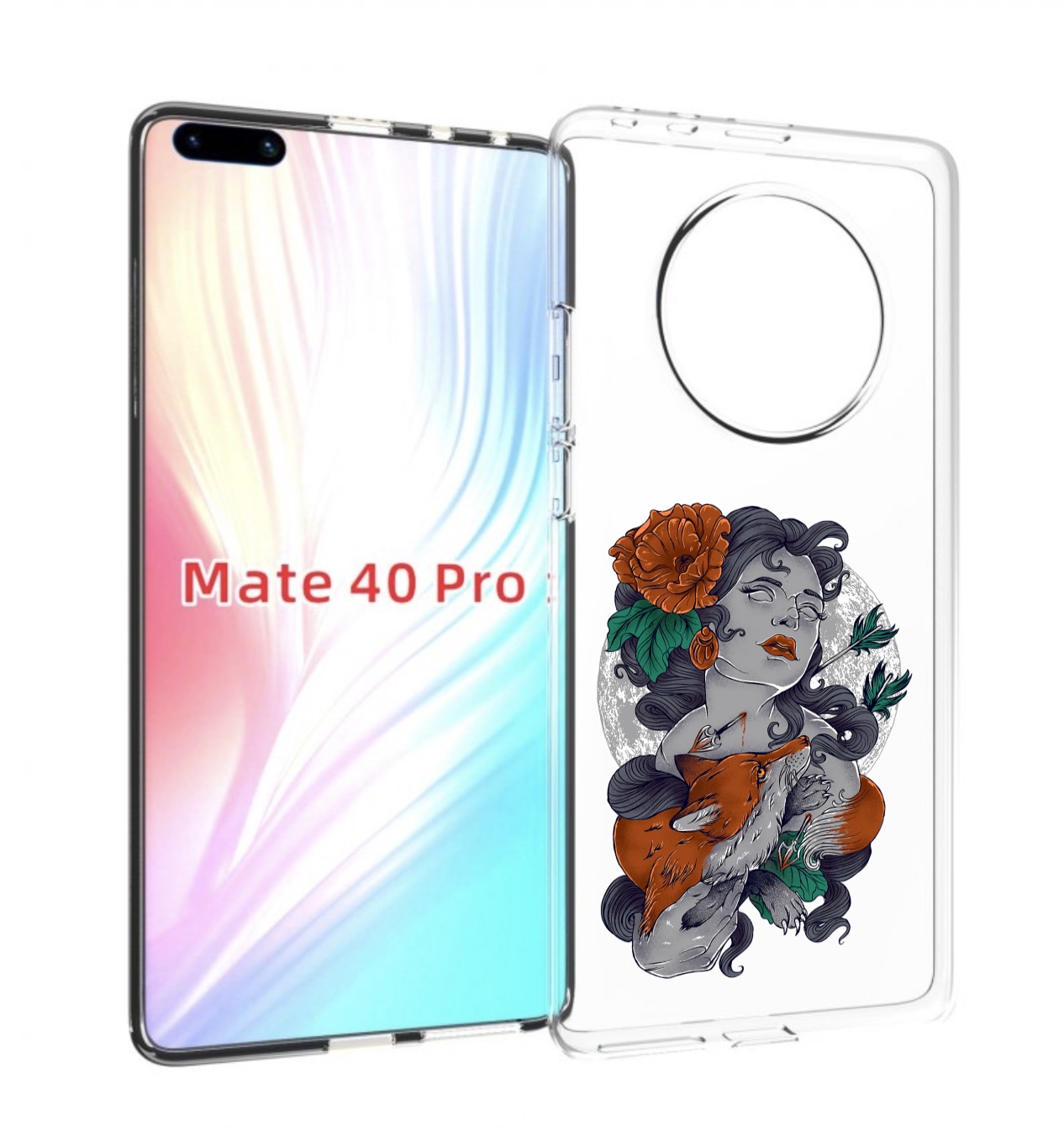

Чехол MyPads темная девушка с лисой для Huawei Mate 40 Pro (NOH-NX9), Прозрачный, Tocco