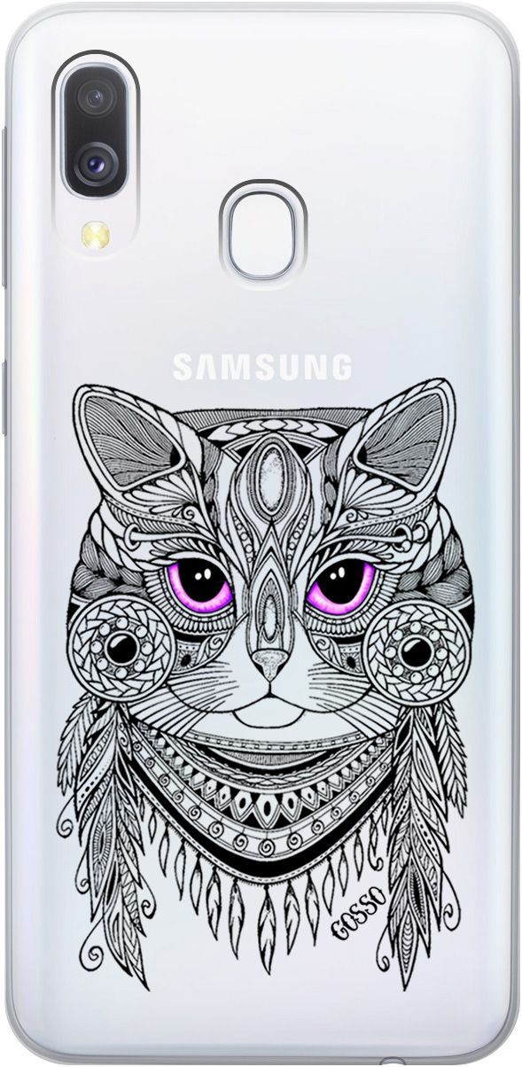 

Силиконовый чехол на Samsung Galaxy A40 с 3D принтом "Grand Cat" прозрачный, Прозрачный;фиолетовый, 0