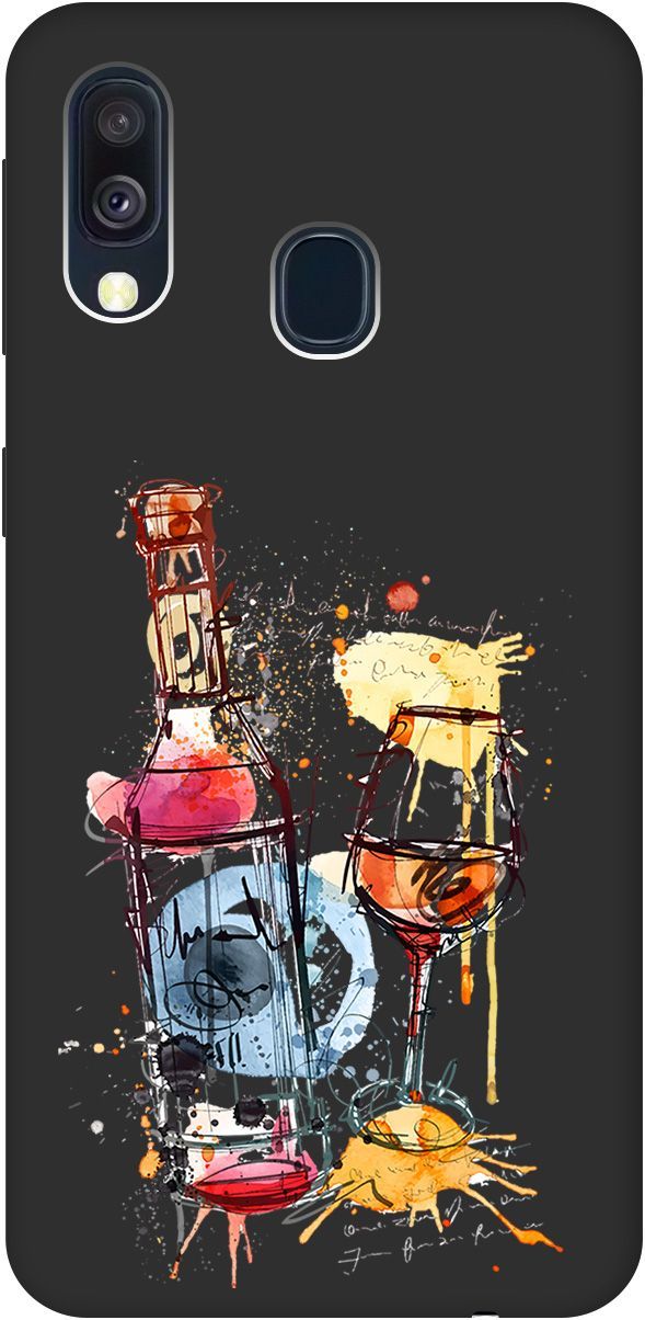 

Матовый чехол на Samsung Galaxy A40 с принтом "Aquarelle Wine" черный, Черный;голубой, 0