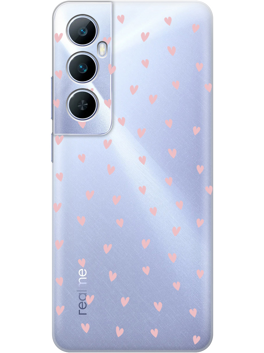 

Силиконовый чехол на Realme C65 с принтом "Розовые сердечки" прозрачный, Прозрачный;розовый, 783983891