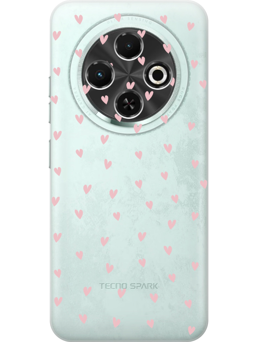 

Силиконовый чехол на Tecno Spark 30C с принтом "Розовые сердечки" прозрачный, Прозрачный;розовый, 786716391