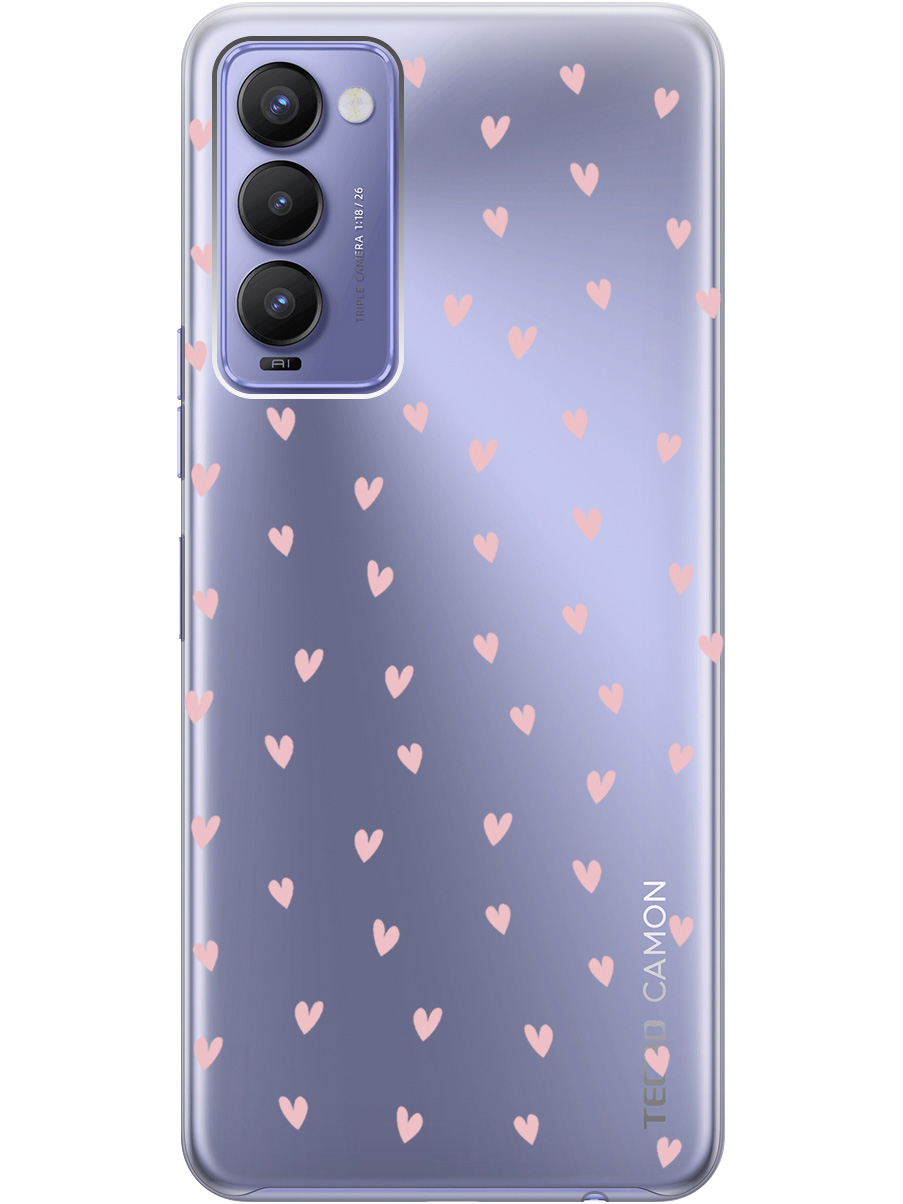 

Силиконовый чехол на Tecno Camon 18 / 18P с принтом "Розовые сердечки" прозрачный, Прозрачный;розовый, 741735991