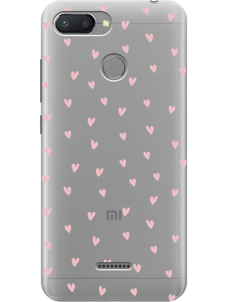 

Силиконовый чехол на Xiaomi Redmi 6 с принтом "Розовые сердечки" прозрачный, Прозрачный;розовый, 718587091