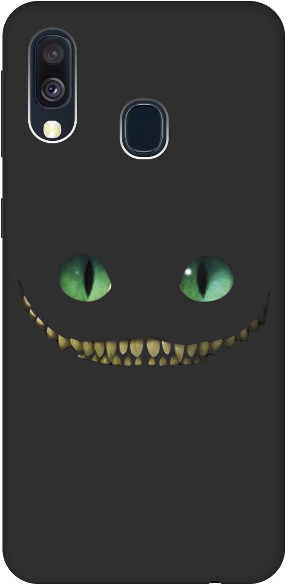 

Матовый чехол на Samsung Galaxy A40 с принтом "Cheshire Cat" черный, 0