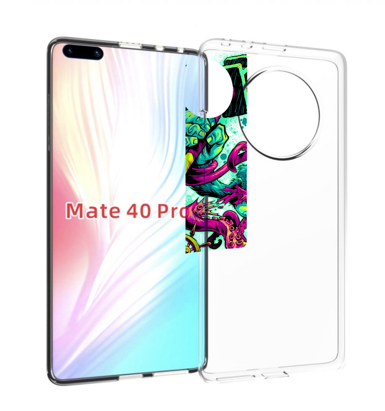 

Чехол MyPads фиолетовый кракен для Huawei Mate 40 Pro (NOH-NX9), Прозрачный, Tocco