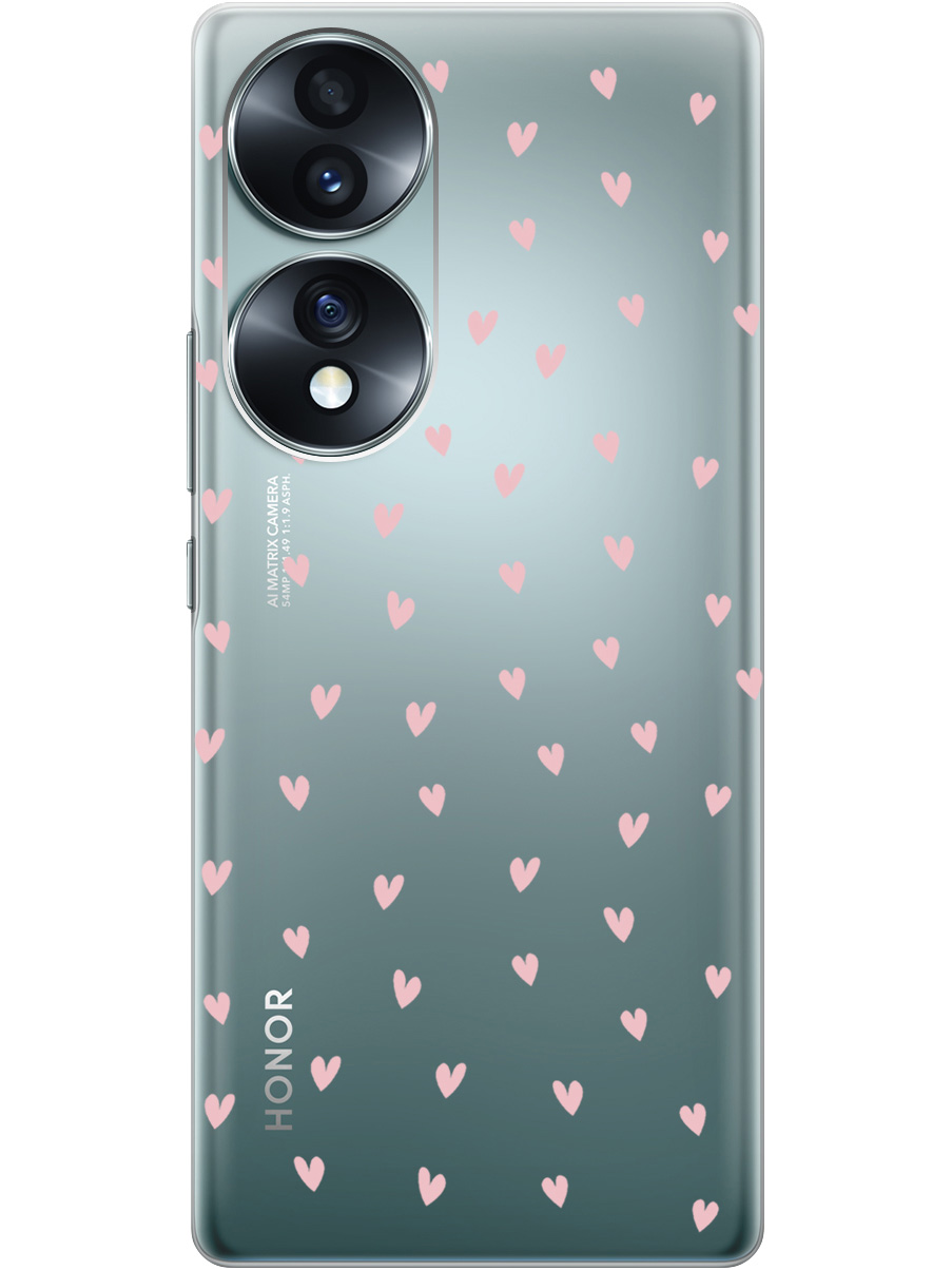 

Силиконовый чехол на Honor 70 с принтом "Розовые сердечки" прозрачный, Прозрачный;розовый, 740189291