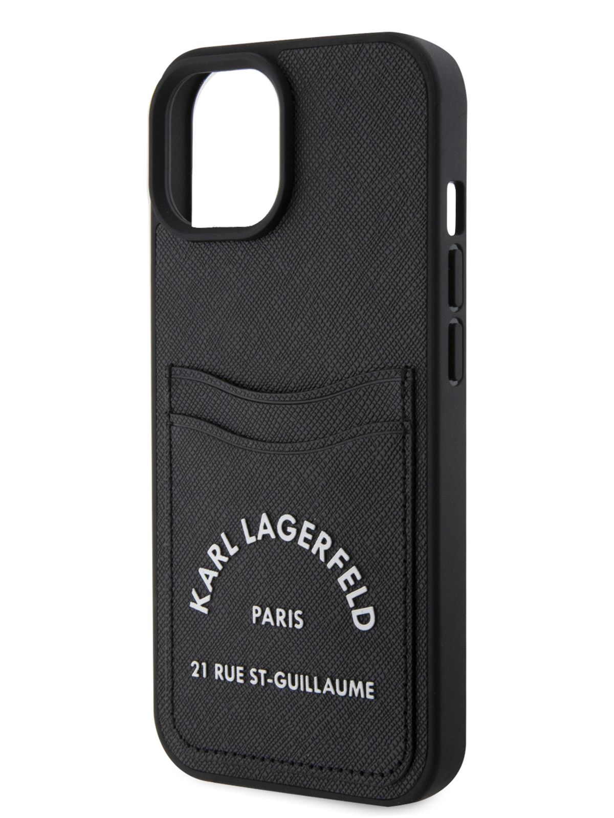 Чехол Karl Lagerfeld для iPhone 15 с карманом для карт logo Hard Black