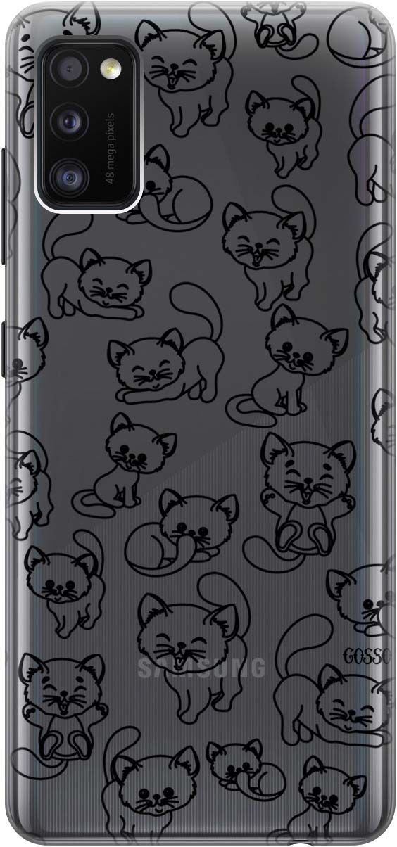 

Силиконовый чехол на Samsung Galaxy A41 с принтом "Cute Kitties" прозрачный, Прозрачный;черный, 0