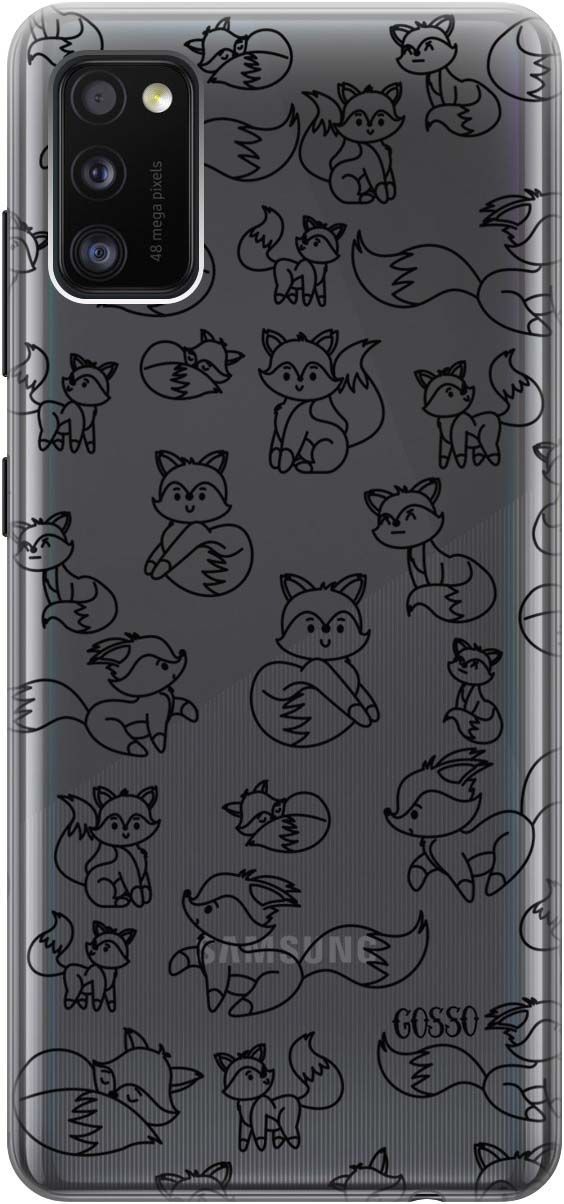 

Силиконовый чехол на Samsung Galaxy A41 с принтом "Funny Foxes" прозрачный, Прозрачный;черный, 0