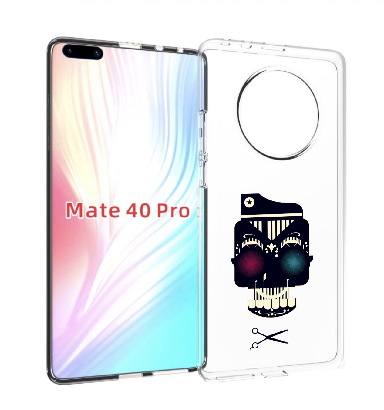 

Чехол MyPads черно белый скелет с яркими глазами для Huawei Mate 40 Pro (NOH-NX9), Прозрачный, Tocco