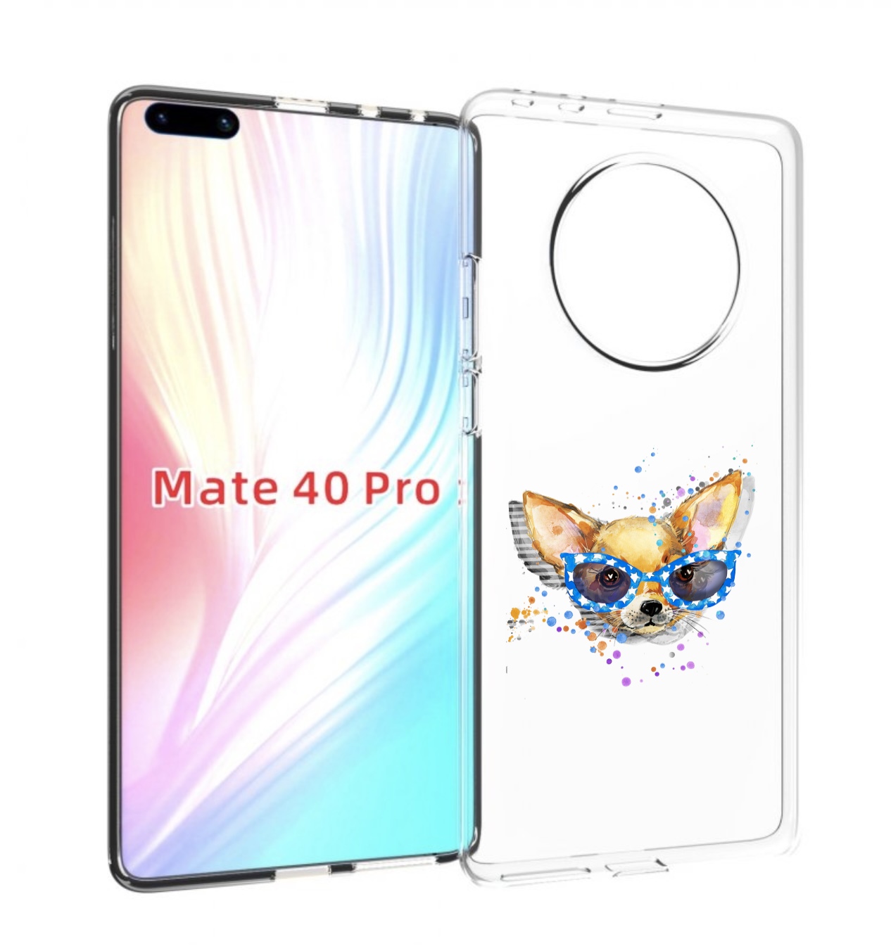 

Чехол MyPads чихуа-хуа в очках для Huawei Mate 40 Pro (NOH-NX9), Прозрачный, Tocco