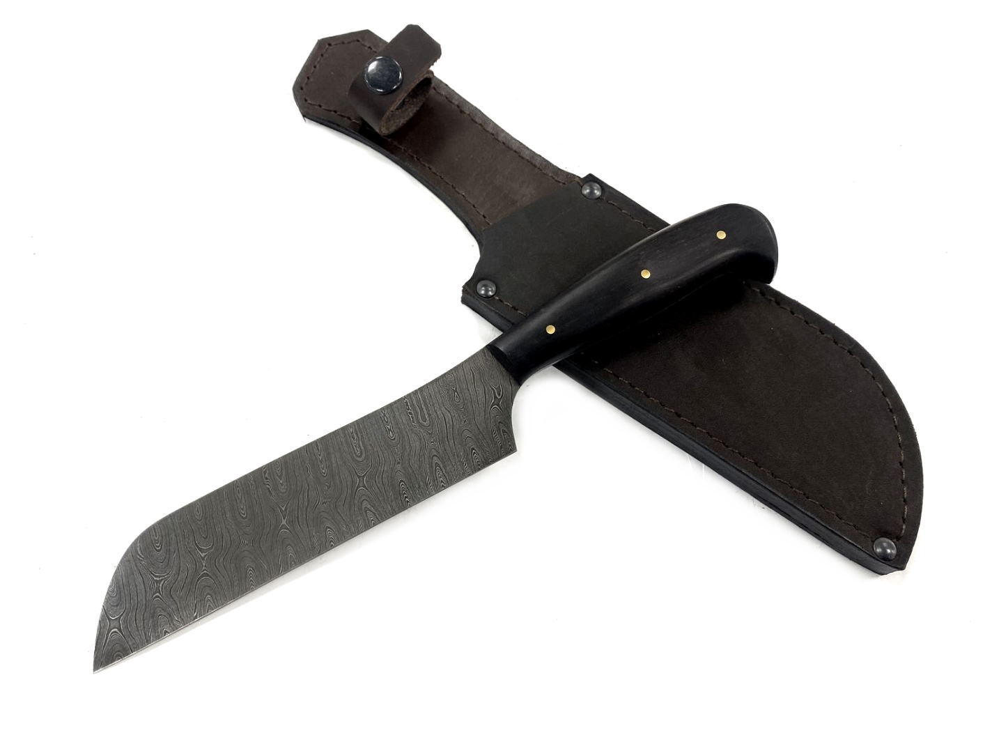 Кухонный нож Повар №3 Семин дамасская сталь рукоять черный граб