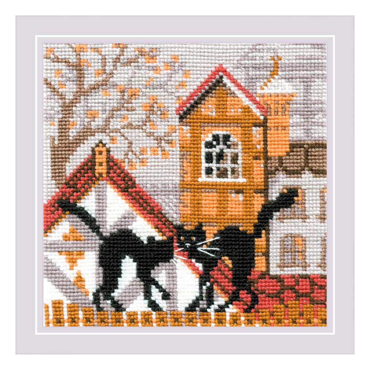 

Набор для вышивания Риолис Город и кошки. Осень, 613, 13*13 см, Город и кошки.Осень