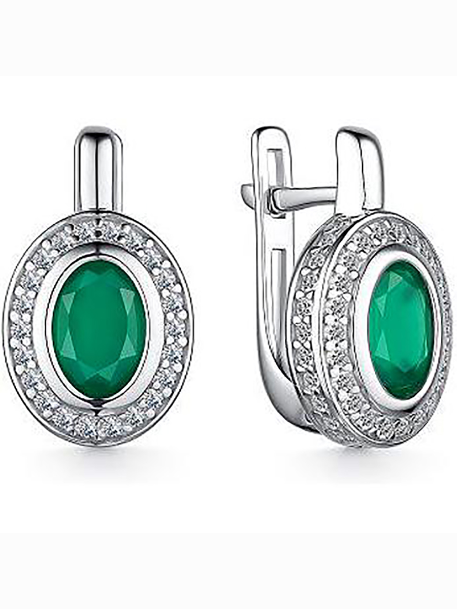 

Серьги с агатами и фианитами из серебра Алкор серебро 02-2199_00АГ-00, 02-2199_00АГ-00