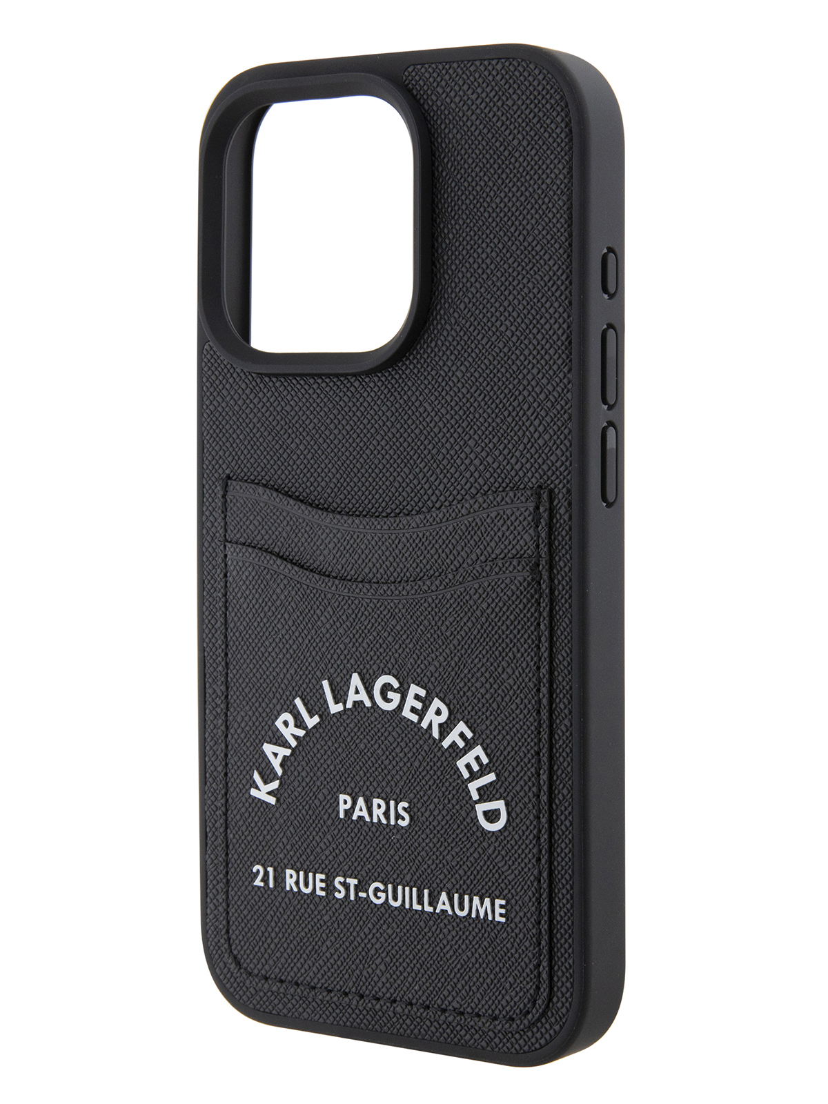 Чехол Karl Lagerfeld для iPhone 15 Pro с карманом для карт logo Hard Black