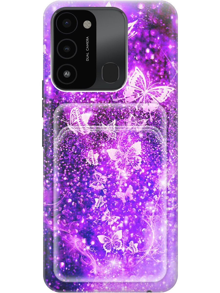 

Силиконовый чехол на Tecno Spark 8C / Go 2022 с рисунком "Фиолетовые бабочки", Фиолетовый;черный, 20011932