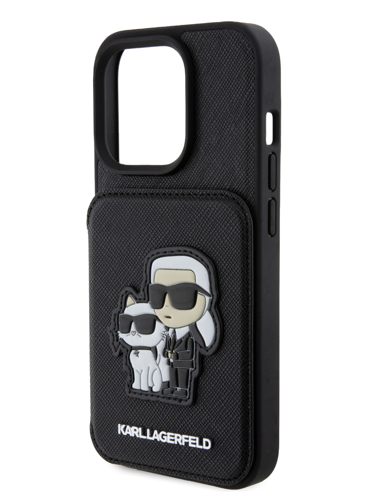 Чехол Karl Lagerfeld для iPhone 15 Pro с карманом для карт NFT Karl & Choupette Hard Black