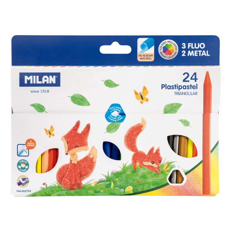 

Набор цветных карандашей Milan пластиковые трехгранные 24 цвета в картонной упаковке, Разноцветные, Milan пластиковые трехгранные