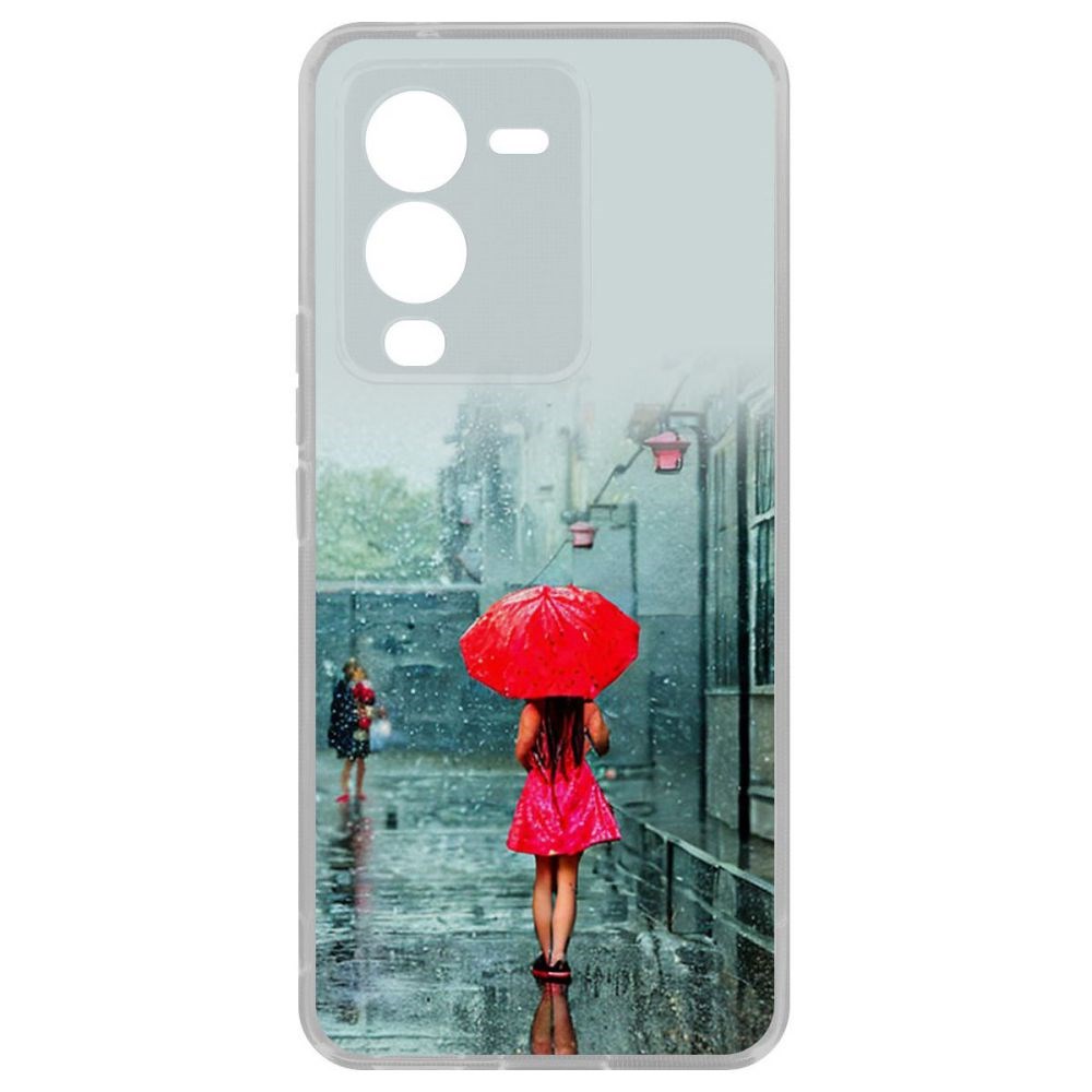 

Чехол-накладка Кейс Красный зонтик для Vivo V25 Pro, Прозрачный