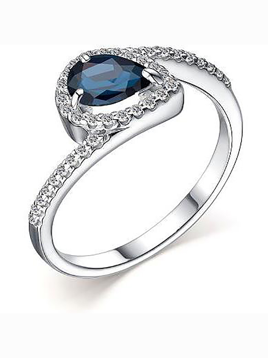 

Кольцо с сапфиром и фианитами из серебра р. 18 Алкор серебро 01-2228_00НС-00, 01-2228_00НС-00