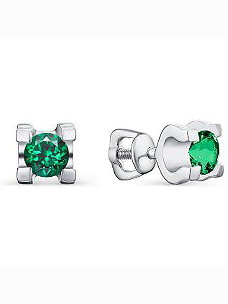 

Серьги с 2 изумрудами из серебра Алкор серебро 02-1253_00НИ-00, 02-1253_00НИ-00