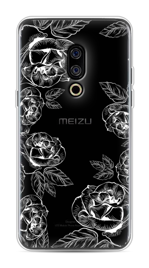 

Чехол на Meizu 15 "Розы графика", Черный;серый, 72650-2