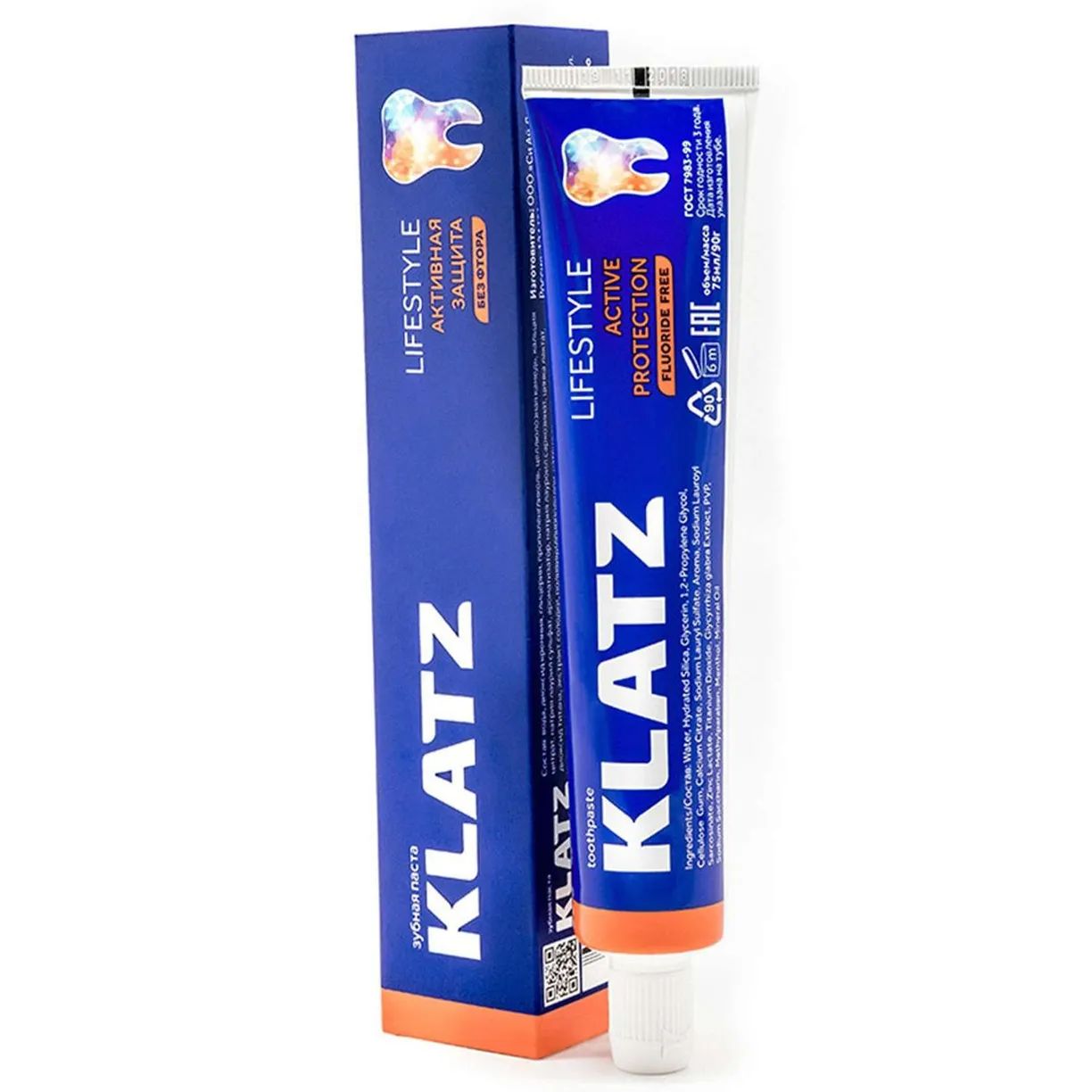 Зубная паста Klatz LIFESTYLE Активная защита без фтора 75 мл зубная паста klatz lifestyle активная защита без фтора 75 мл