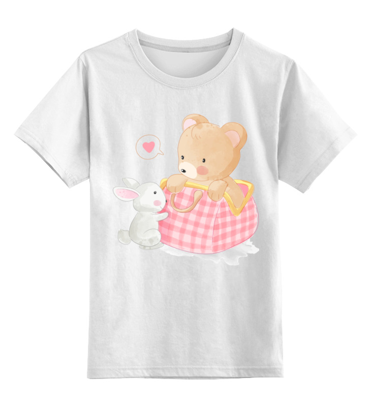 Детская футболка классическая унисекс Printio Медведь в сумке и зайчик