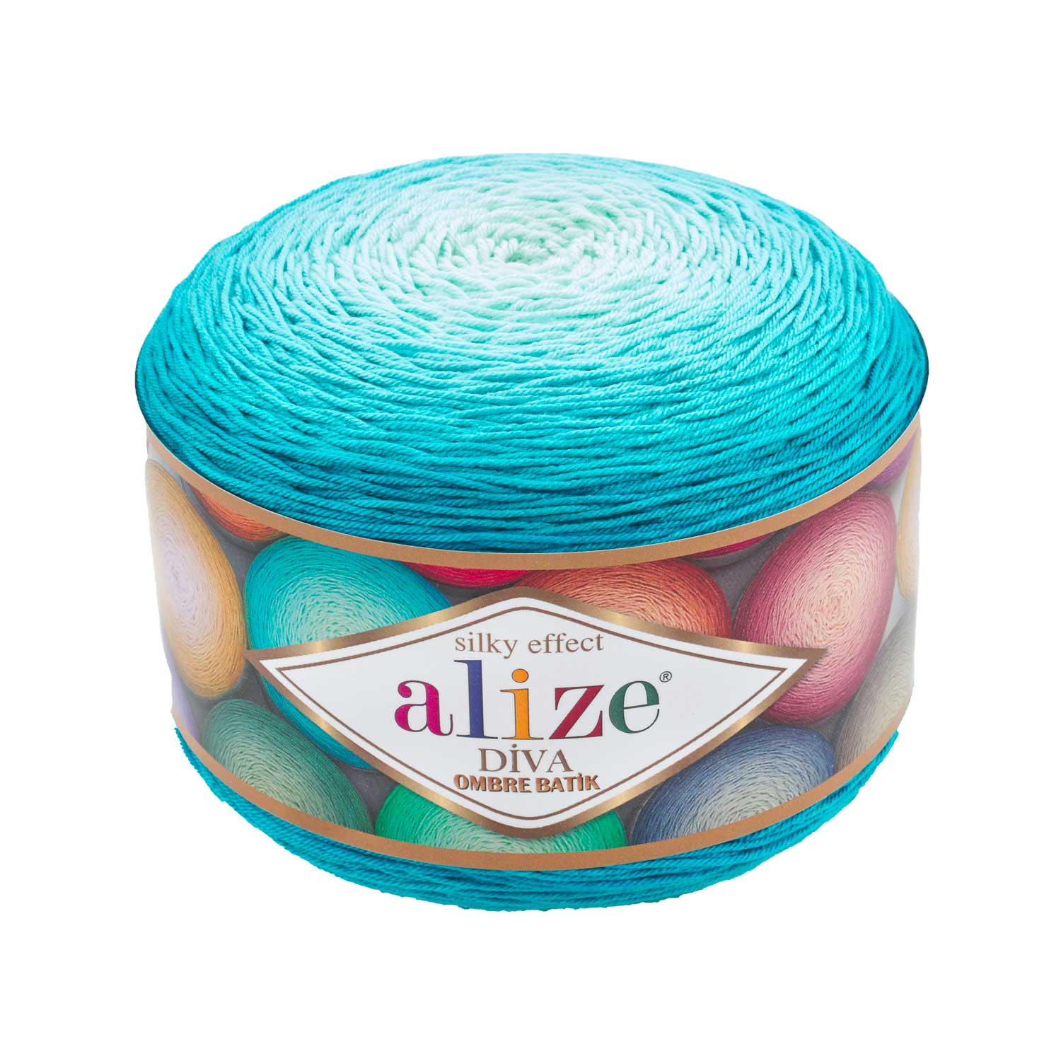 

Пряжа Alize "Diva Ombre Batik", 875 метров, 2 мотка по 250 грамм, цвет: 7371 бирюзовый ( 2