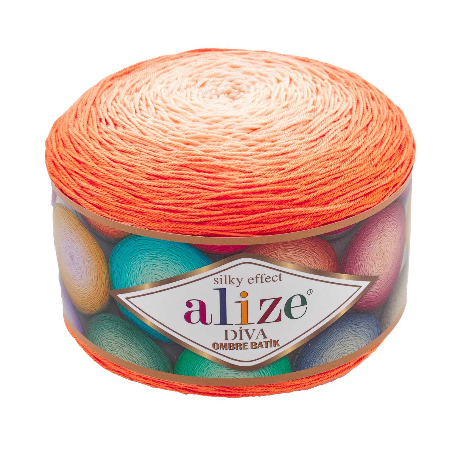 

Пряжа Alize "Diva Ombre Batik", 875 метров, 2 мотка по 250 грамм, цвет: 7413 оранжевый ( 2