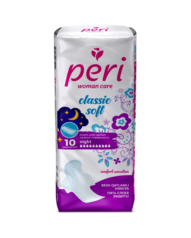 фото Женские гигиенические прокладки peri classic soft night 20 шт